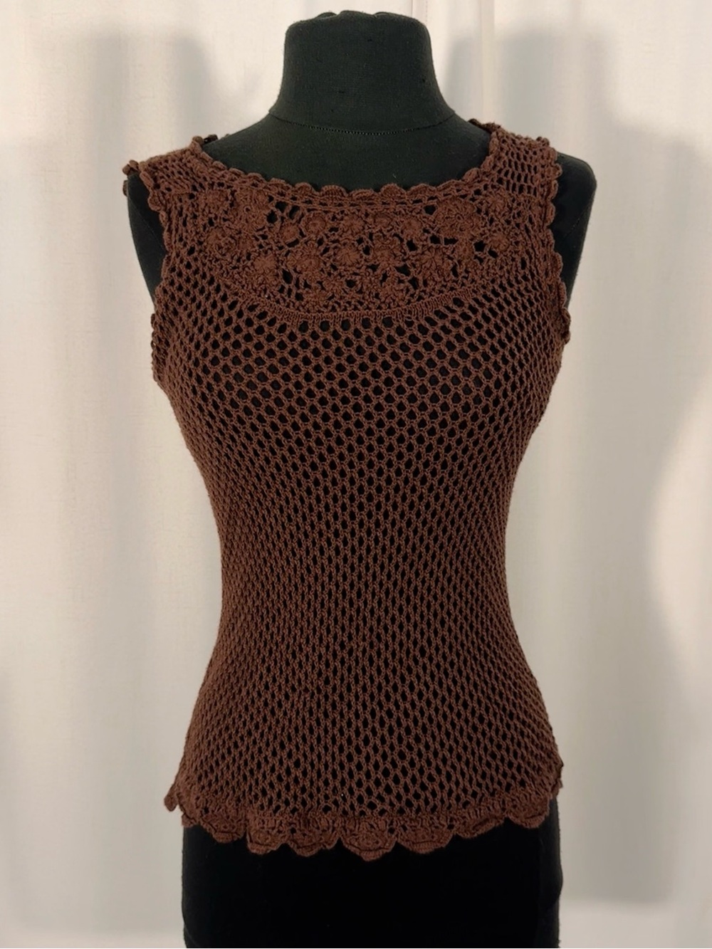 Vintage Axcess Liz Claiborne Brown Crochet Top